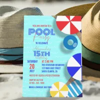 Summer Fun Pool Party Birthday Celebration Invitation