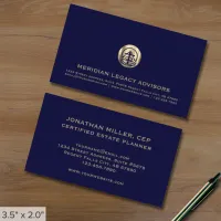 Professional Navy Blue and Gold Business Card