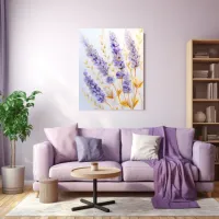 Lavender Flowers and Golden Leaves Canvas Print