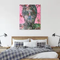 Blush of Emotion: The Abstract Face in Pink Canvas