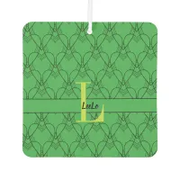 Green Hearts Pattern Monogram and Name Custom Air Freshener