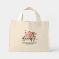 Custom Floral Roses Replace Artwork Slogan Mini Tote Bag