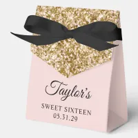 Gold Glitter Blush Sweet Sixteen Favor Boxes