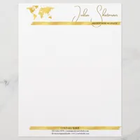 Monogram Gold Black Chic Modern Script Minimalist Letterhead