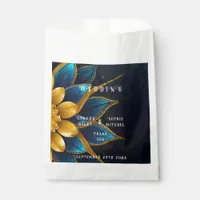 Elegant Sapphire and Gold Floral Wedding Favor Bag