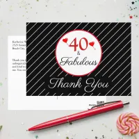 40 & Fabulous 40th Birthday Photo Black Thank You Postcard