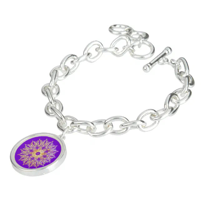 Golden laced mandala on a purple background bracelet