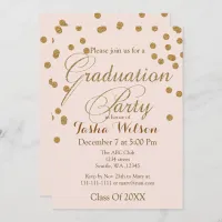 Blush Pink and Gold Glitter Graduation Invite