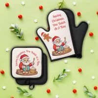 Santa Saving Christmas | Oven Mitt & Pot Holder Set