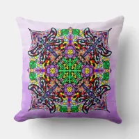 Dragonfly and Flower Themed Purple Colorful Throw Pillow