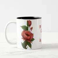 Artisanal Red Rose Hand-Painted Floral Elegance    Two-Tone Coffee Mug