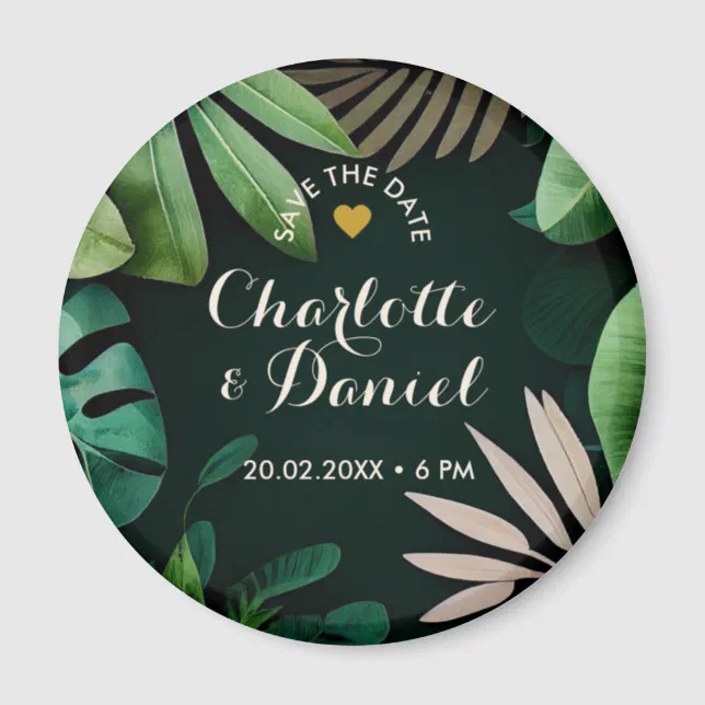 Tropical Leave Pattern | Wedding | Save The Date Magnet