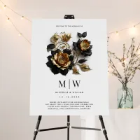 Black Gold Roses Gothic Wedding Party Foam Board