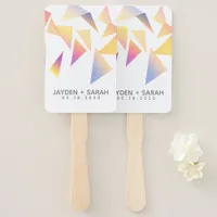 Pastel Multi-Colored Confetti White Wedding Hand Fan