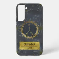 Cancer Dark Zodiac Astrology: Black & Gold Samsung Galaxy S22+ Case