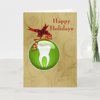 gold green Dentist Holiday Cards