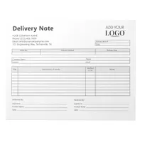 Custom Logo Editable Delivery Note Template Sheets