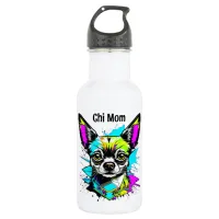 Chihuahua Cyberpunk style Art Chi Mom Stainless Steel Water Bottle