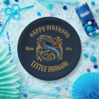 Dragon Blue and Gold Birthday Party  Paper Plates