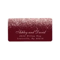 Rose Gold Confetti Burgundy Modern Address Label