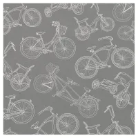 Vintage Dark Gray Bicycle Pattern Fabric