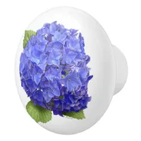 Blue Hydrangea Flower Ceramic Knob