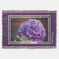 Rustic Purple Hydrangea in Mason Jar Photograph Throw Blanket