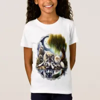 Moonlit Serenity A Slumbering Wolf T-Shirt