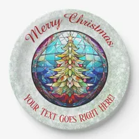 Sparkly Green Glitter Stained Glass Christmas Tree Paper Plates