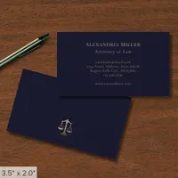 Navy Blue and Gold Lawyer Business Card