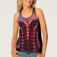 LED rave faux corset Tank Top