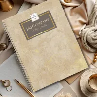 Elegant Gold Texture Brown Frame Logo Notebook