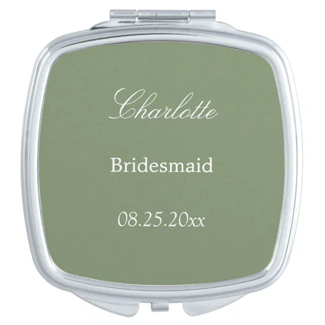 Sage Green Bridesmaid Favor Compact Mirror