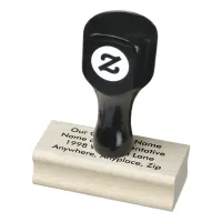 Our Company Name, Address Information Wood Rubber Stamp