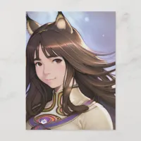 Anime Cat Eared Woman Postcard