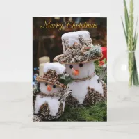 Adorable Snow Covered Snowmen Christmas Card