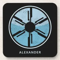 Geek Sci Fi Distressed Cosmic Space Blue Ombre Beverage Coaster