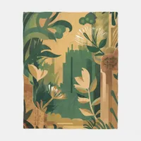 Abstract Overgrown Garden: Botanical  Fleece Blanket