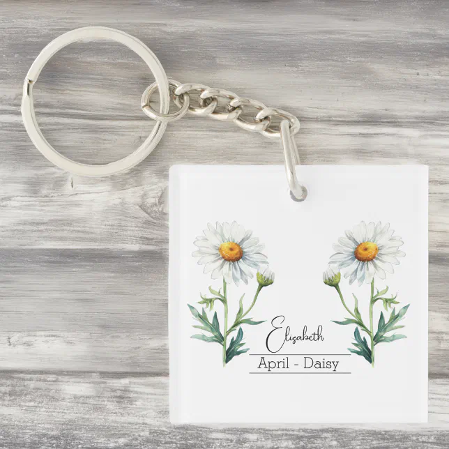 Birth Month Flower April Daisy Keychain