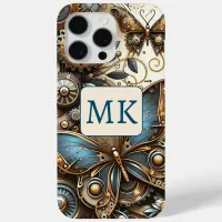 Vintage Steampunk Butterflies Monogrammed iPhone 15 Pro Max Case