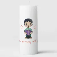 Cute Boy Kiss Pillar Candle