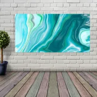 Fluid Blue and Turquoise Digital Art Canvas Print