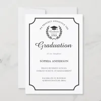 Modern Black & White Graduation Photo Announcement