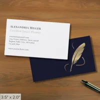 Simple Modern Gold Quill Business Card