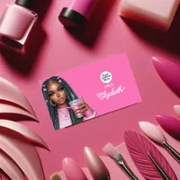 Vibrant Hot-Pink African American Salon Branding Business Card