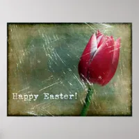 Easter Tulip Grunge Poster