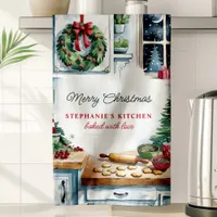 Christmas Cookie Kitchen Scene Personalized Kitchen Towel