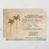 Rustic Palm Trees Beach Wedding Invitations