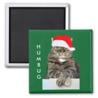 Christmas Cat Humbug Photo with Santa Hat Magnet