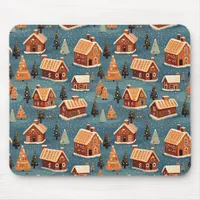 Cute Gingerbread Houses and Trees Mouse Pad